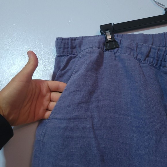 Pure Jill 100% Linen Cropped Pants Drawstring Women's Size XL Blue - Picture 4 of 9